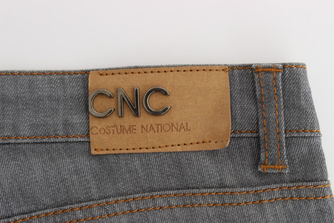 Costume National - Jeans en coton gris, coupe droite.