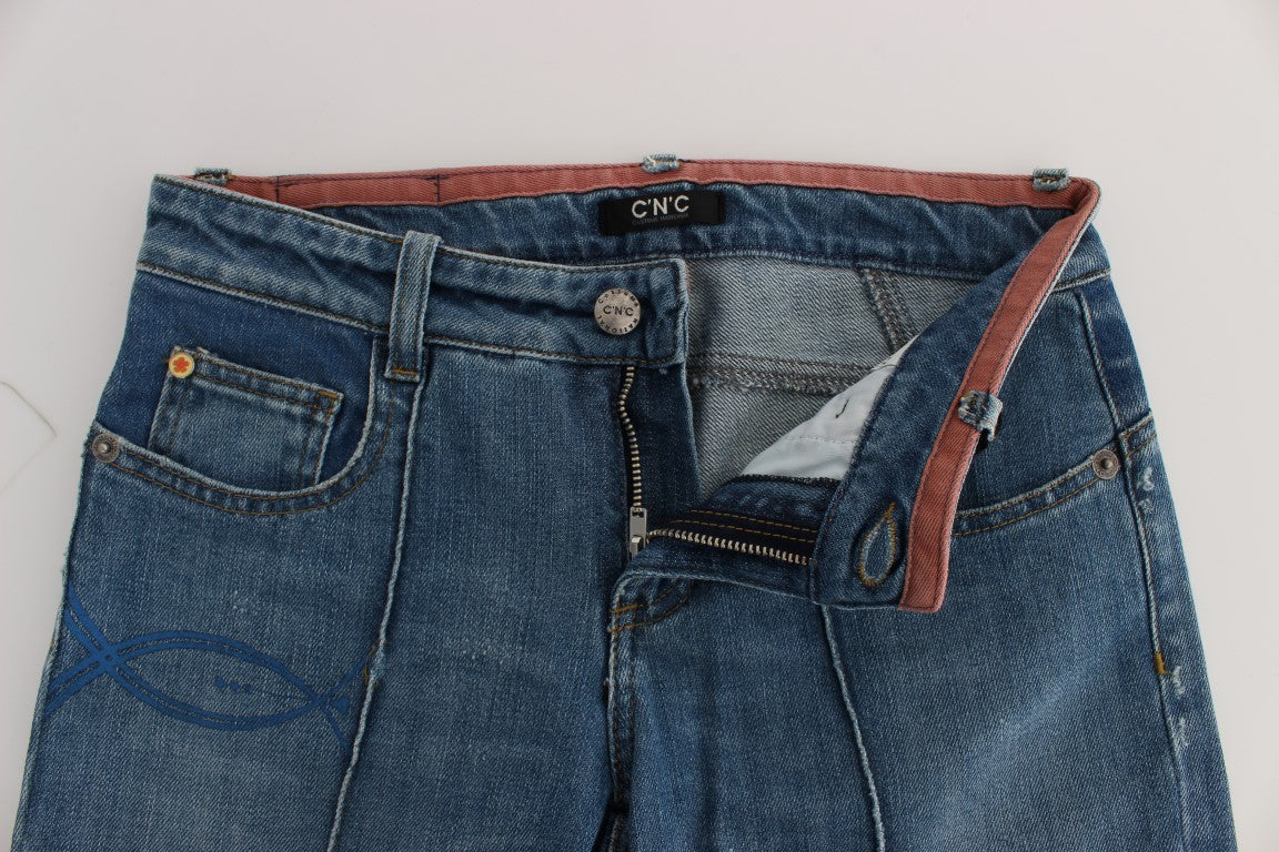 Costume National - Jean slim et court en coton bleu