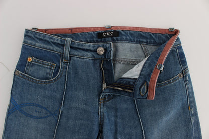 Costume National - Jean slim et court en coton bleu