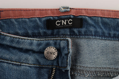 Costume National - Jean slim et court en coton bleu
