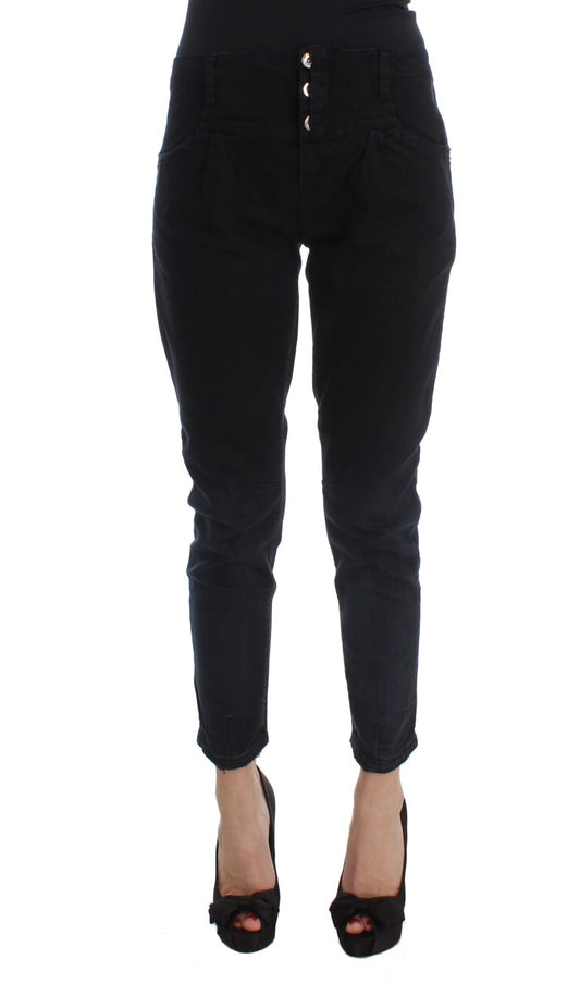 Costume National - Jeans slim et taille haute en coton noir