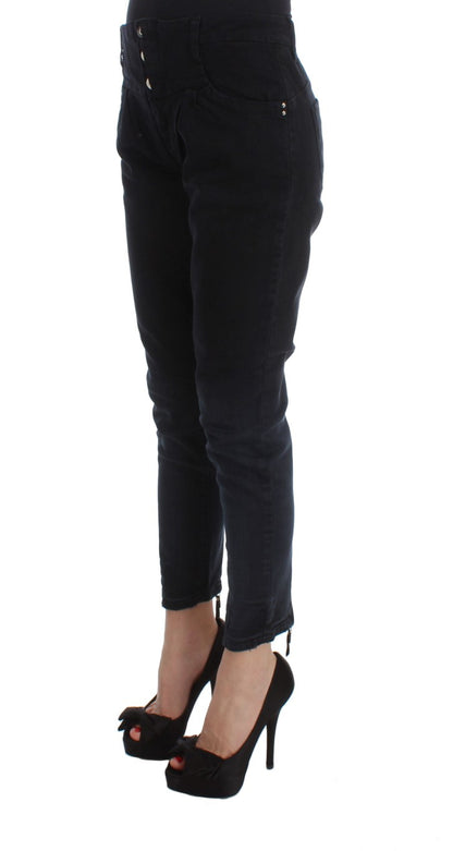 Costume National - Jeans slim et taille haute en coton noir