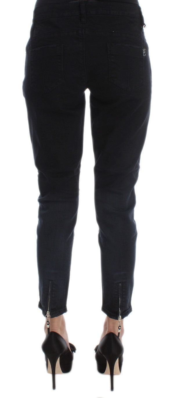 Costume National - Jeans slim et taille haute en coton noir