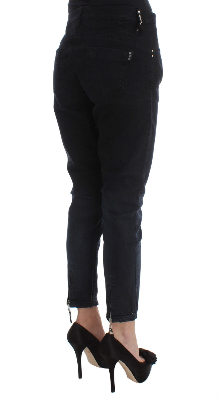 Costume National - Jeans slim et taille haute en coton noir