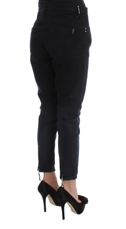 Costume National - Jeans slim et taille haute en coton noir