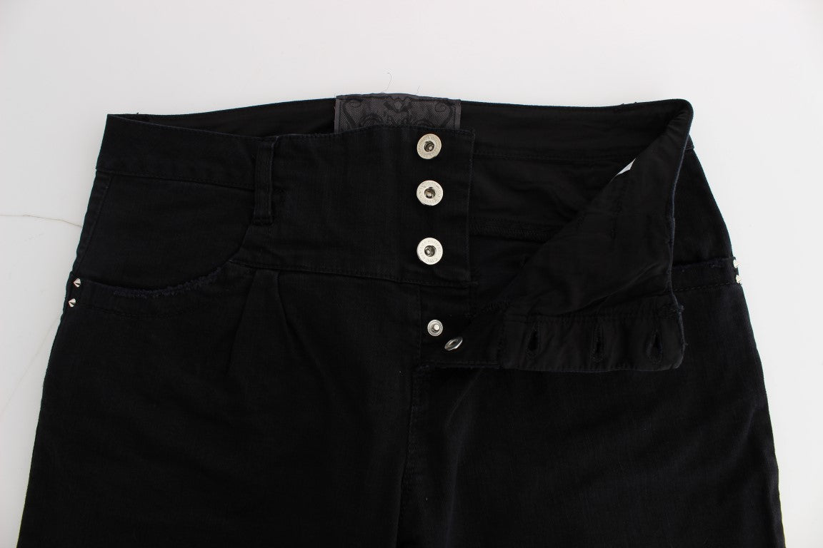 Costume National - Jeans slim et taille haute en coton noir