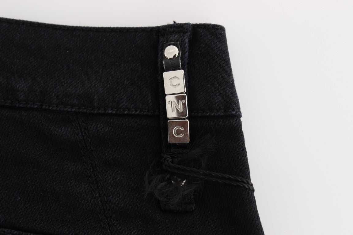 Costume National - Jeans slim et taille haute en coton noir
