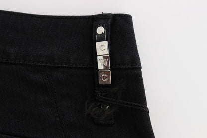 Costume National - Jeans slim et taille haute en coton noir