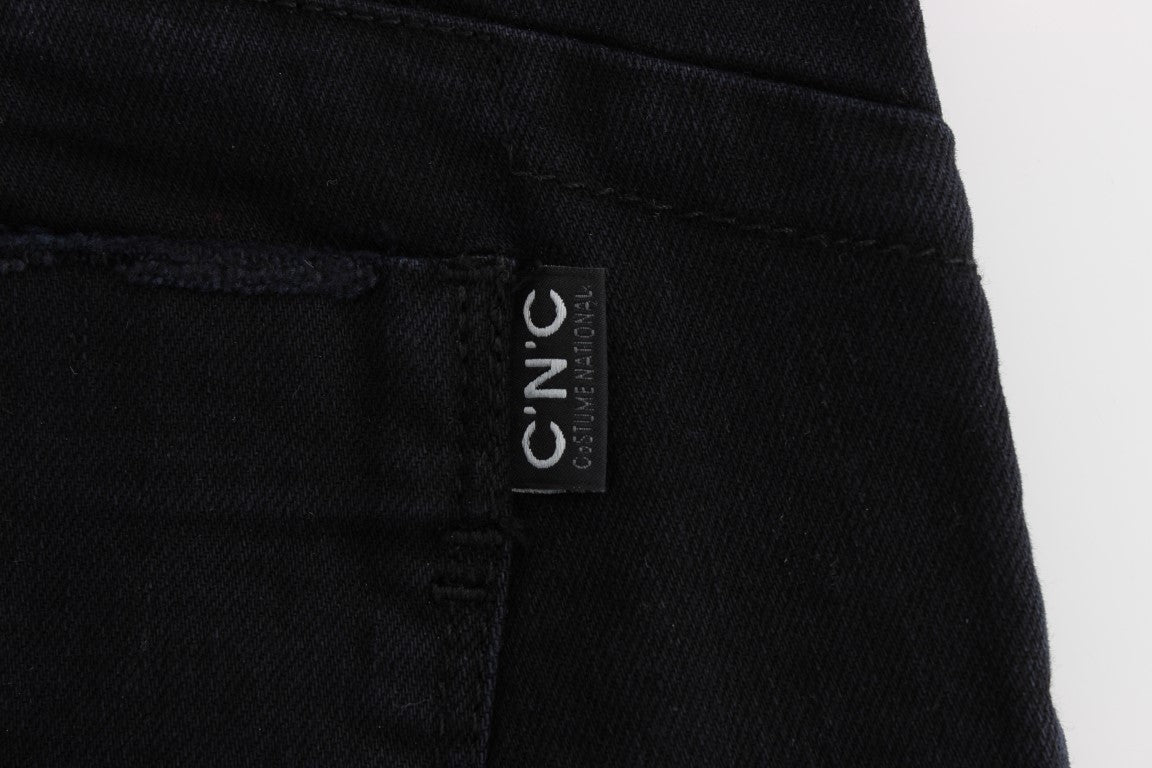 Costume National - Jeans slim et taille haute en coton noir
