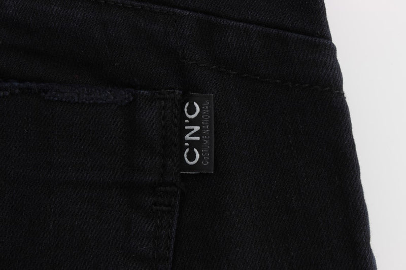 Costume National - Jeans slim et taille haute en coton noir