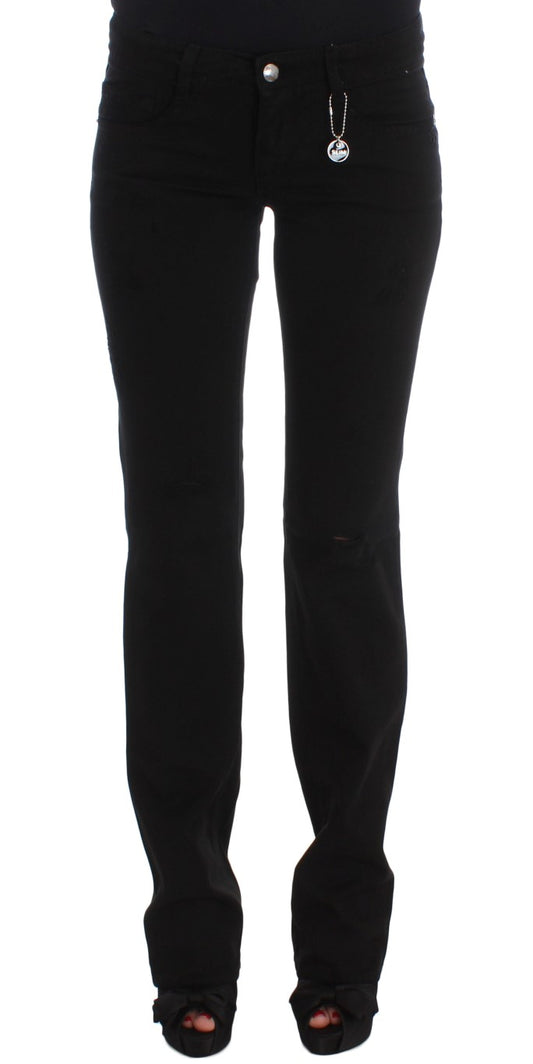 Costume National - Jeans slim à coupe bootcut en coton noir