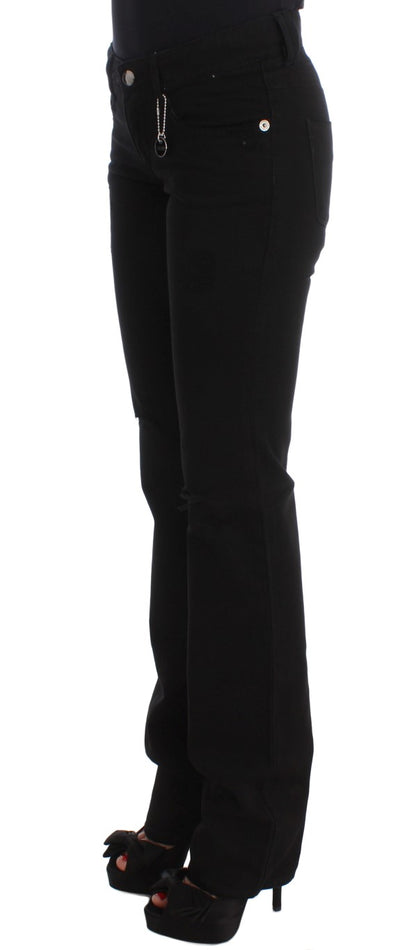 Costume National - Jeans slim à coupe bootcut en coton noir