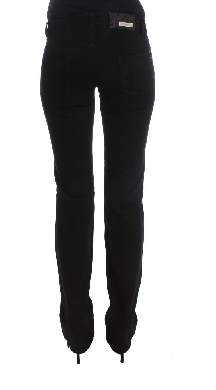 Costume National - Jeans slim à coupe bootcut en coton noir