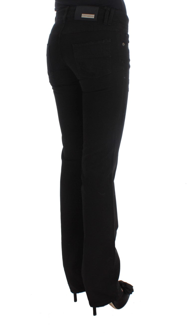 Costume National - Jeans slim à coupe bootcut en coton noir