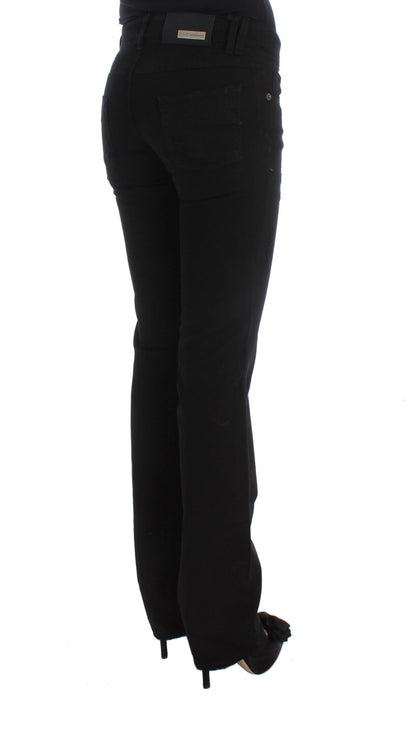 Costume National - Jeans slim à coupe bootcut en coton noir