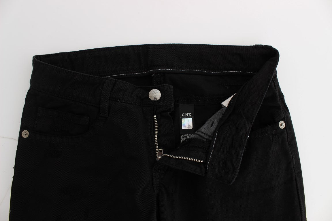 Costume National - Jeans slim à coupe bootcut en coton noir