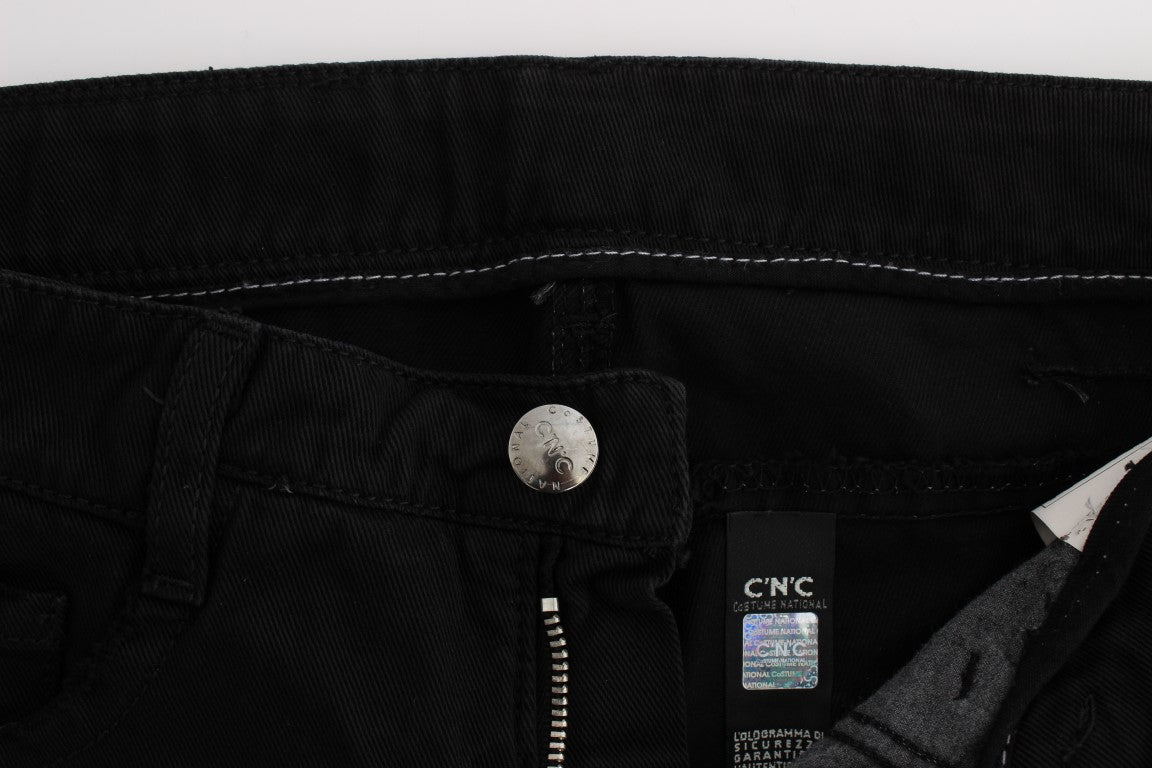 Costume National - Jeans slim à coupe bootcut en coton noir