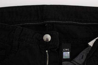 Costume National - Jeans slim à coupe bootcut en coton noir