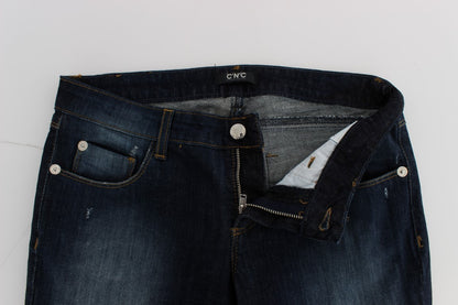 Costume National - Jean slim à coupe bootcut en coton bleu