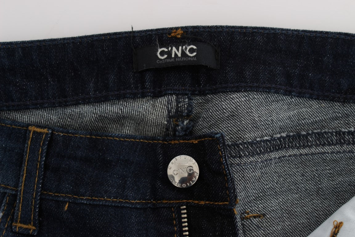 Costume National - Jean slim à coupe bootcut en coton bleu