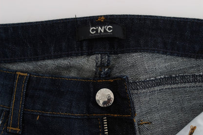 Costume National - Jean slim à coupe bootcut en coton bleu