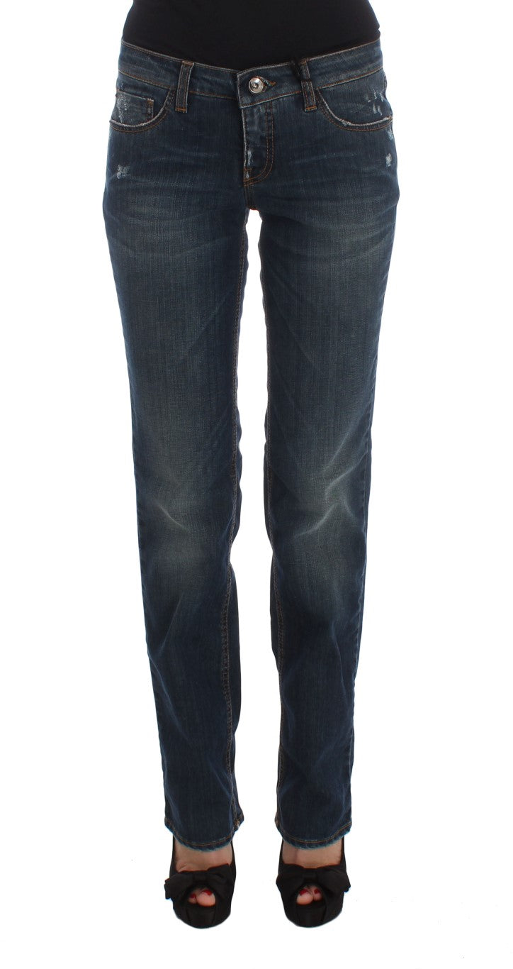 Costume National - Jean coupe bootcut en coton mélangé bleu