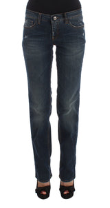 Costume National - Jean coupe bootcut en coton mélangé bleu