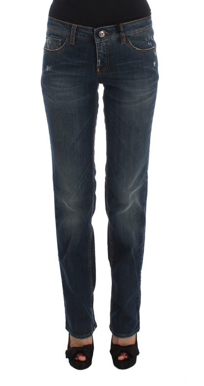 Costume National - Jean coupe bootcut en coton mélangé bleu