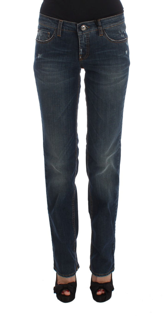 Costume National - Jean coupe bootcut en coton mélangé bleu