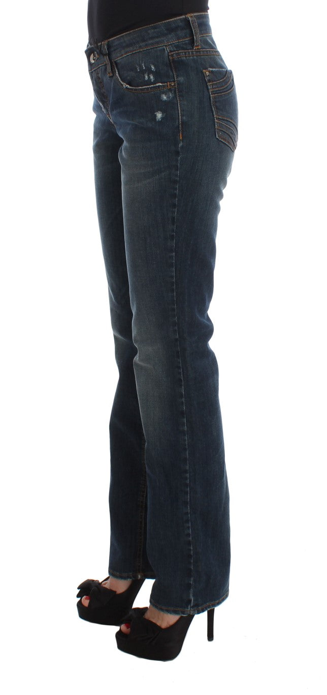 Costume National - Jean coupe bootcut en coton mélangé bleu