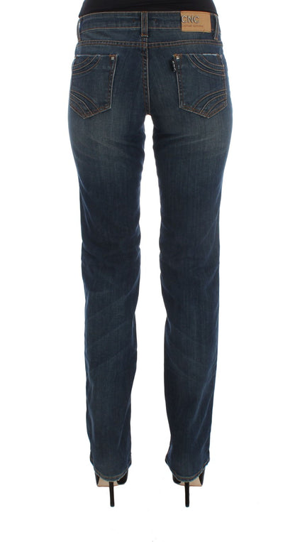 Costume National - Jean coupe bootcut en coton mélangé bleu