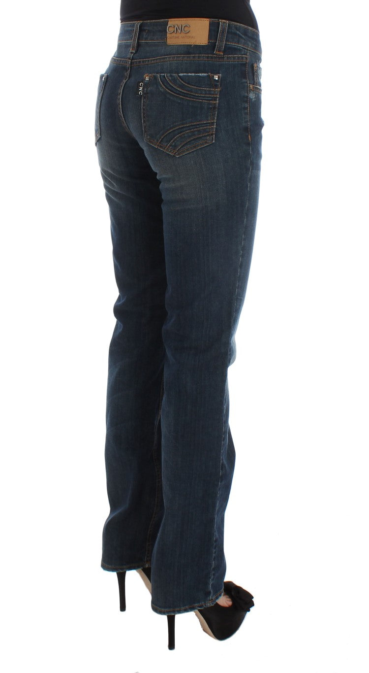 Costume National - Jean coupe bootcut en coton mélangé bleu