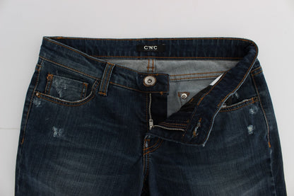 Costume National - Jean coupe bootcut en coton mélangé bleu