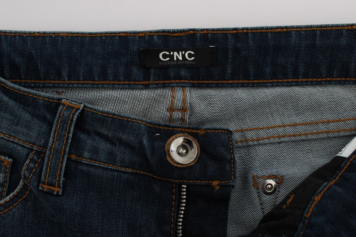 Costume National - Jean coupe bootcut en coton mélangé bleu