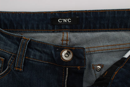 Costume National - Jean coupe bootcut en coton mélangé bleu
