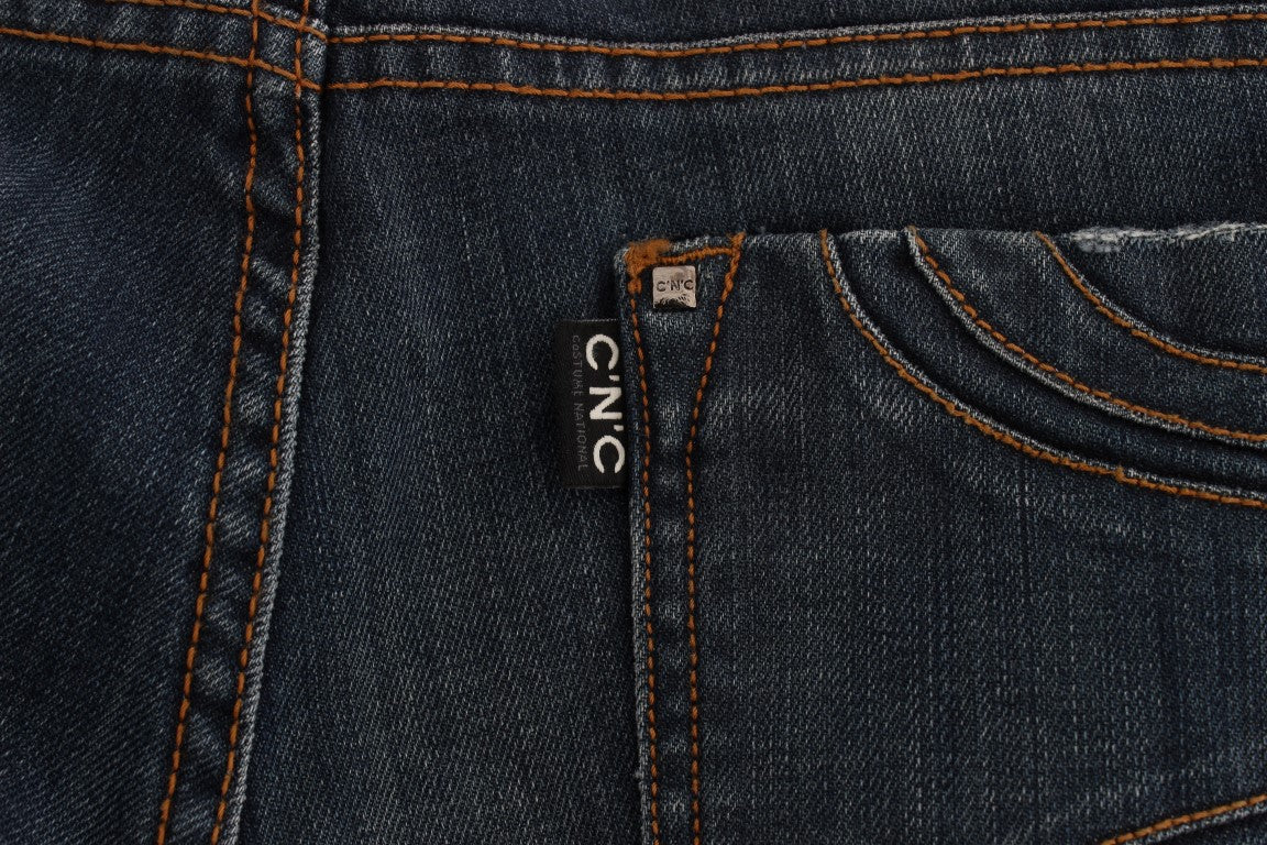 Costume National - Jean coupe bootcut en coton mélangé bleu