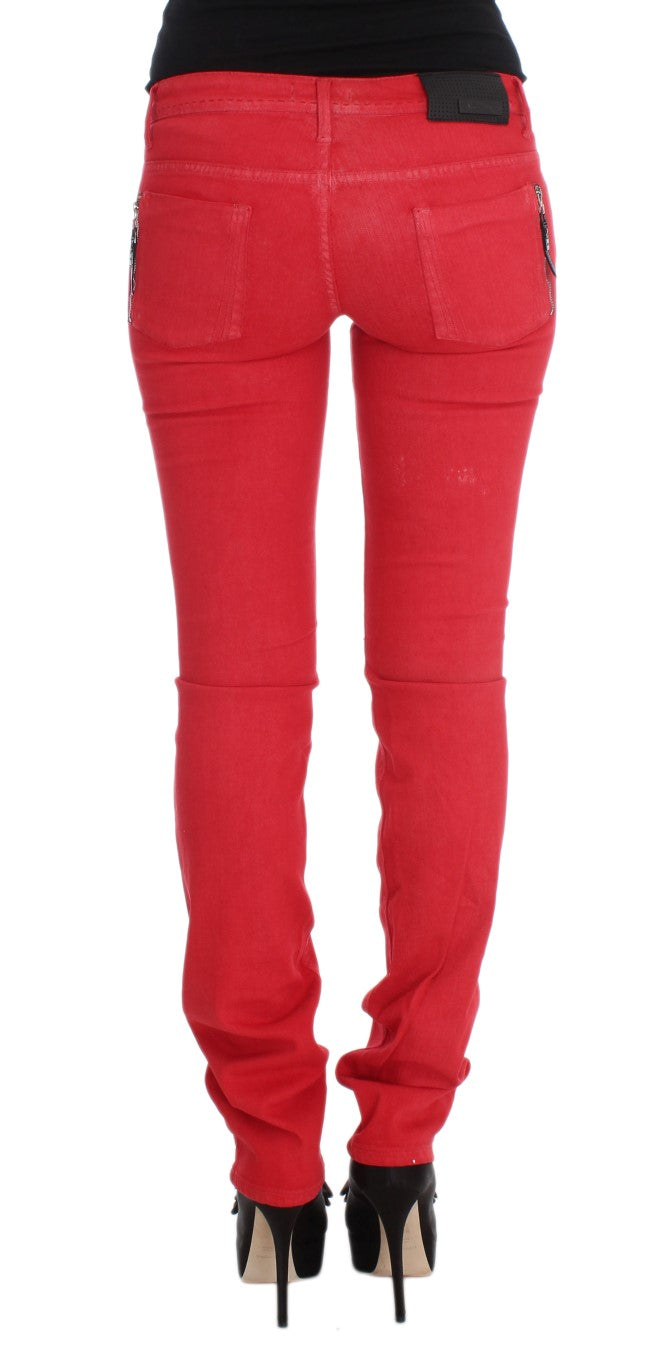 Costume National - Jean super slim en coton mélangé rouge