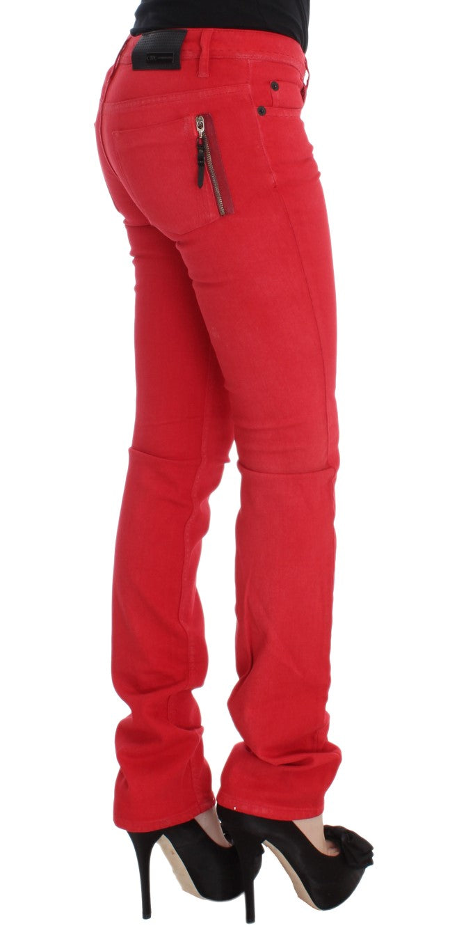 Costume National - Jean super slim en coton mélangé rouge