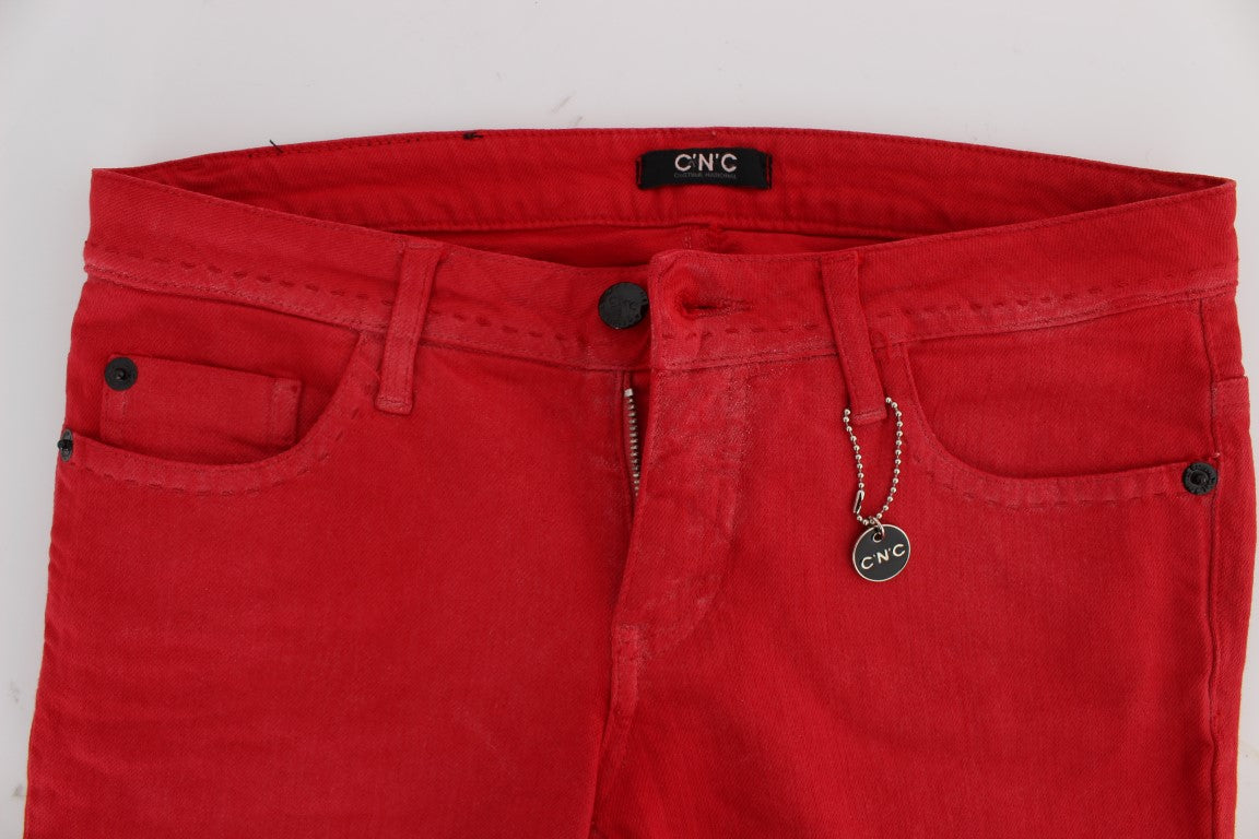 Costume National - Jean super slim en coton mélangé rouge
