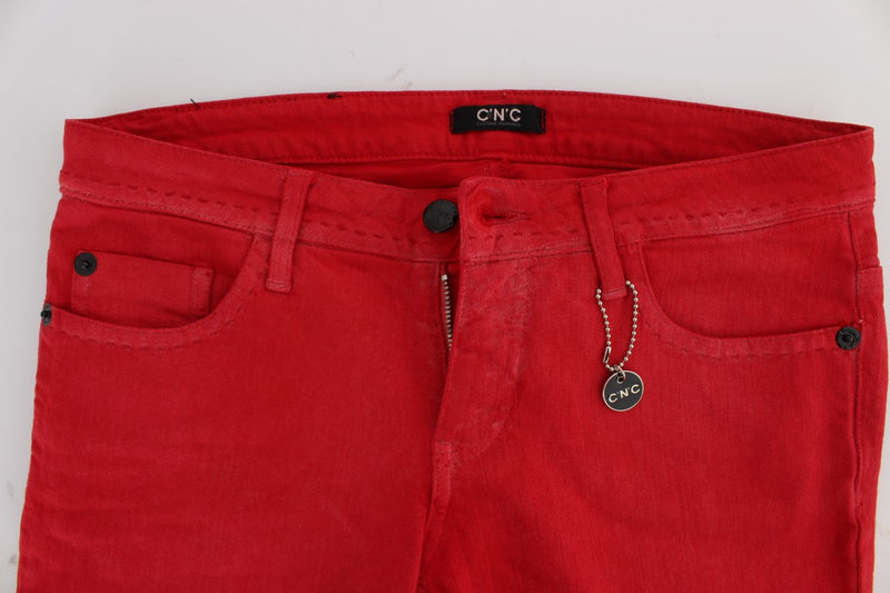 Costume National - Jean super slim en coton mélangé rouge