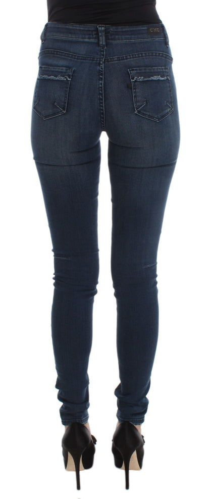 Costume National - Jean slim en coton mélangé bleu