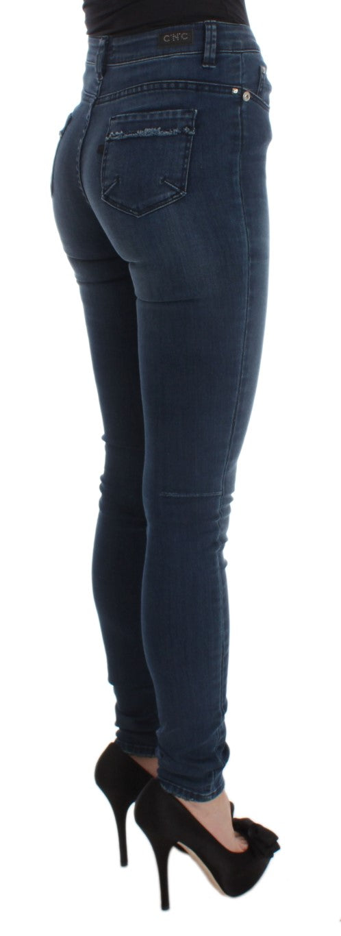 Costume National - Jean slim en coton mélangé bleu