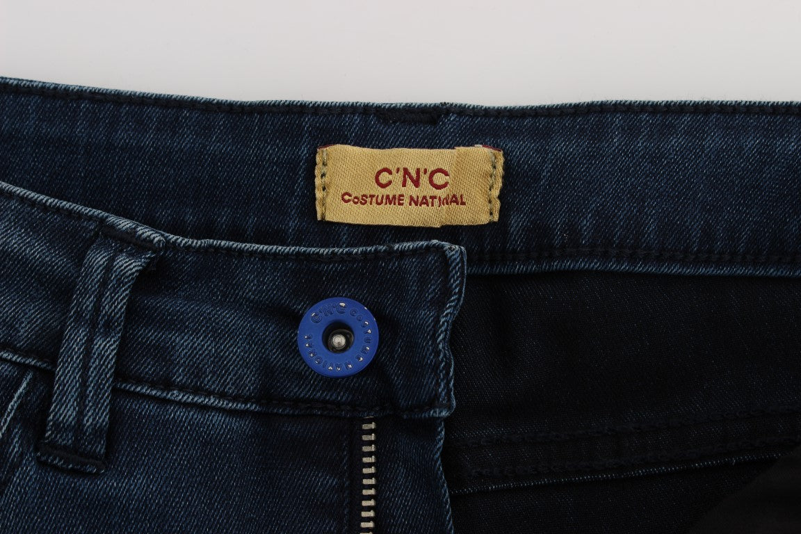 Costume National - Jean slim en coton mélangé bleu