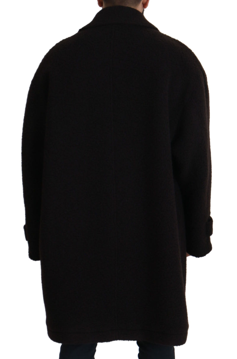 Dolce & Gabbana zwarte alpaca trenchjas met knopen