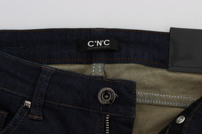 Costume National - Jean slim en coton mélangé bleu