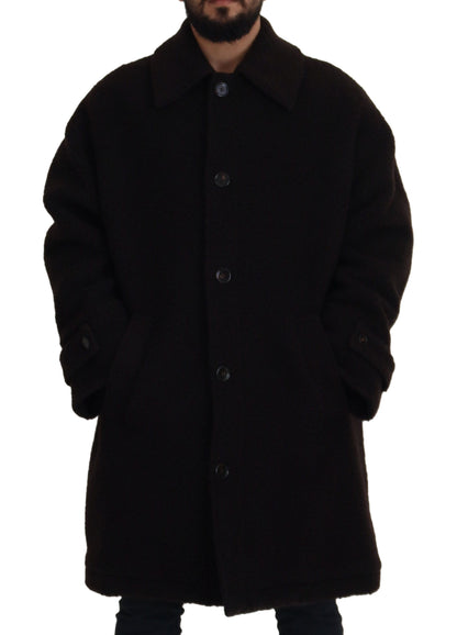 Dolce & Gabbana Trench-manteau noir en alpaga à boutons