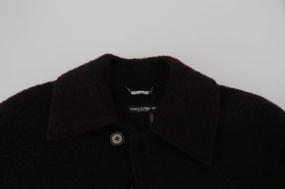 Dolce & Gabbana Trench-manteau noir en alpaga à boutons
