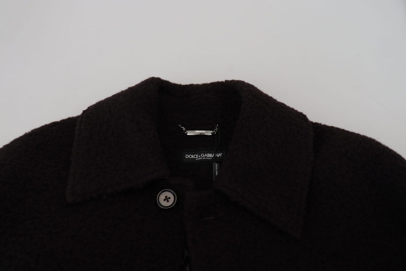 Dolce & Gabbana zwarte alpaca trenchjas met knopen