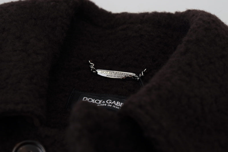 Dolce & Gabbana zwarte alpaca trenchjas met knopen