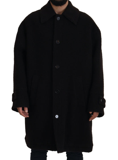 Dolce & Gabbana Trench-manteau noir en alpaga à boutons